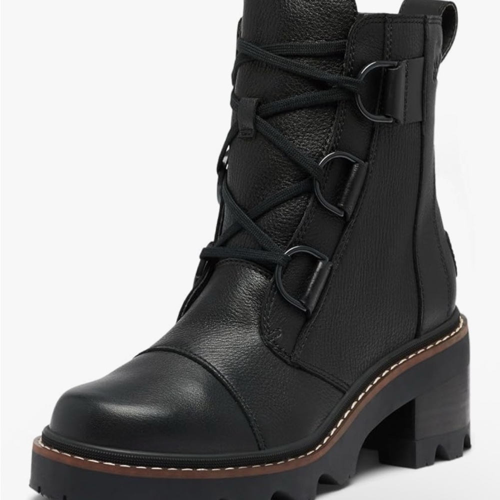 Sorel Joan Now Lace -Black Leather Boots Size 8
